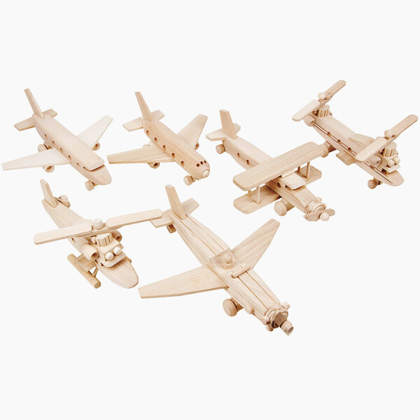 Holzspielzeug Flugzeuge aus Holz Helikopter Privatjet Kampfjet Passagierflugzeug