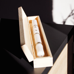 natrliche schlanke Holz Kerzenbox 47 cm lang