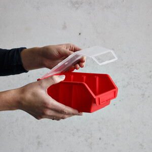 Sichtlagerbox rot mit Deckel Gre 2 Sortierbox 1 Liter